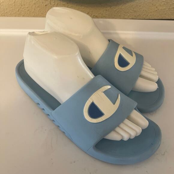 Unisex Slides Champion Sandals Women Size 9 Boys 7 Mint Light Blue - Picture 1 of 6